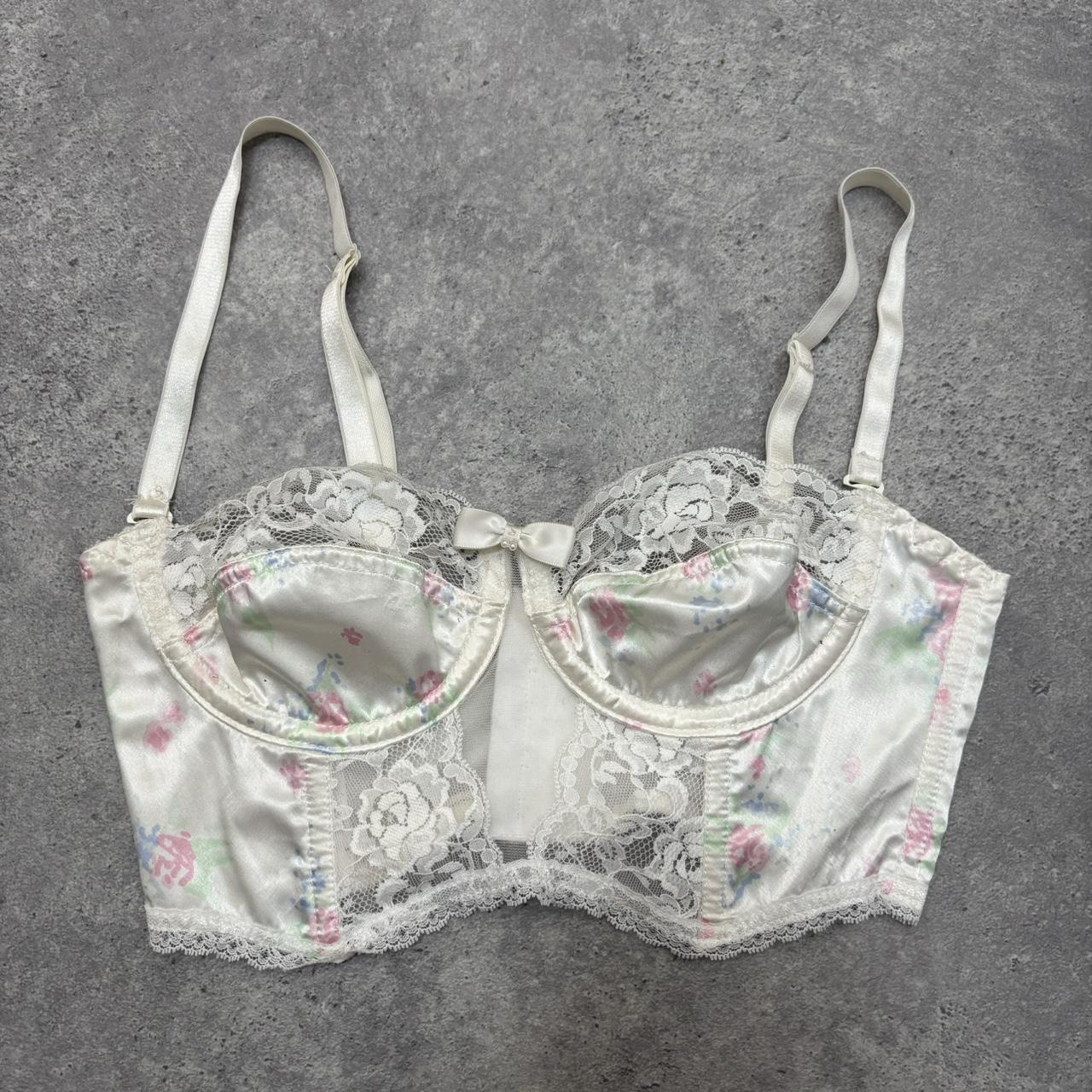 Vintage lace satin floral bralet