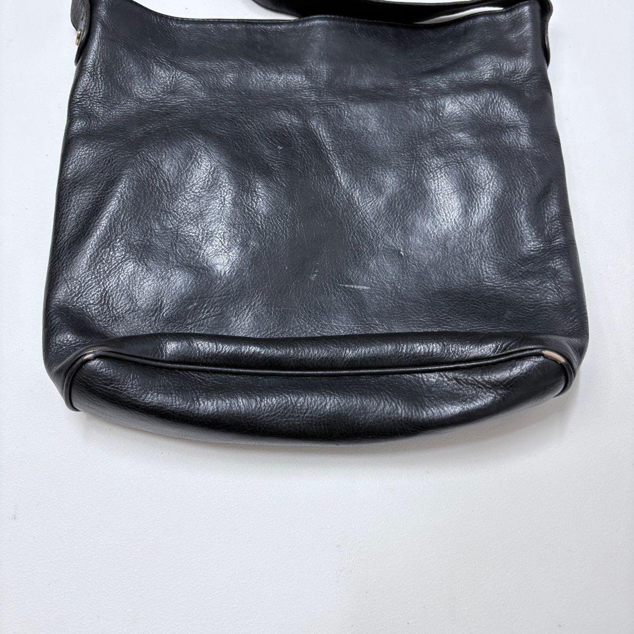 Black leather crossbody messenger bag