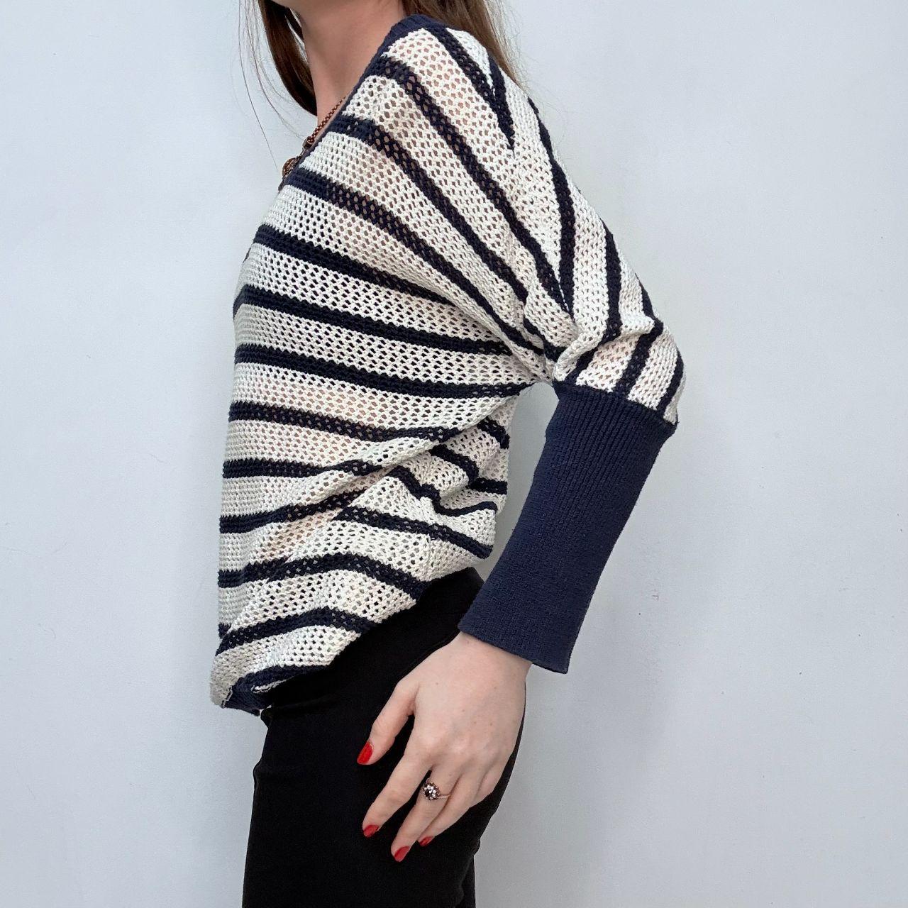 Sheer knit slouchy striped jumper