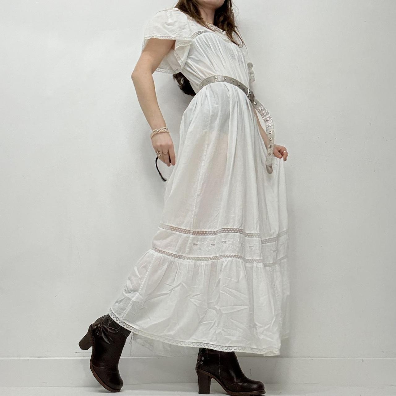White lace embroidered nightie dress
