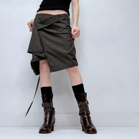 Asymmetric cop copine wrap grey skirt