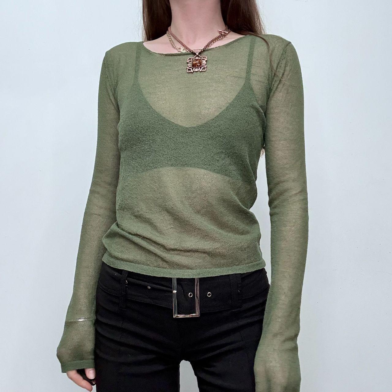 Sheer knit green top
