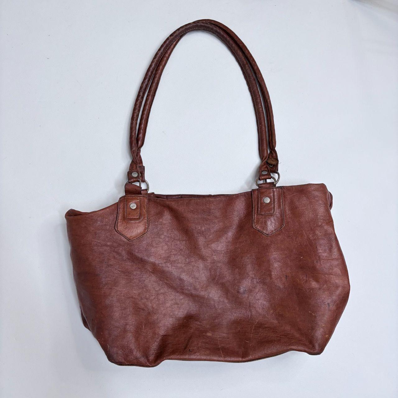 Large tan leather slouchy bag