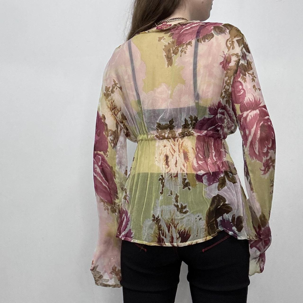 Sheer floral floaty flared shirt
