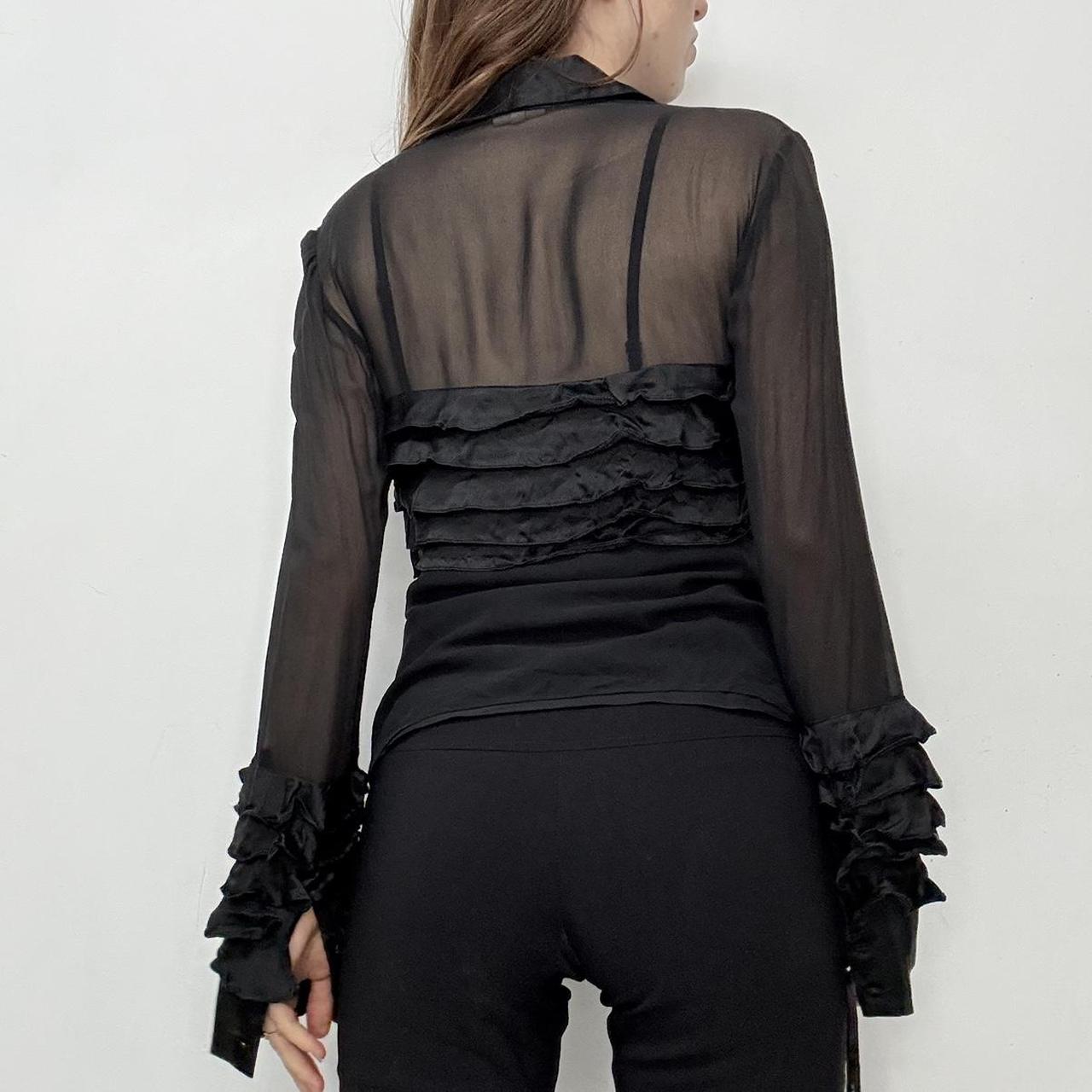 Black ruffle grunge flare shirt