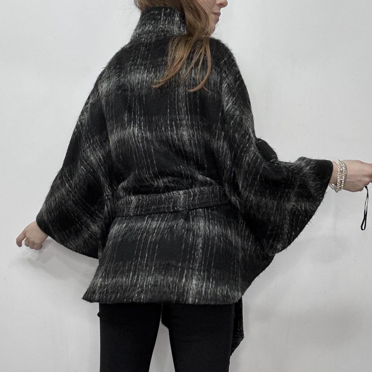 Black checked wool pea coat