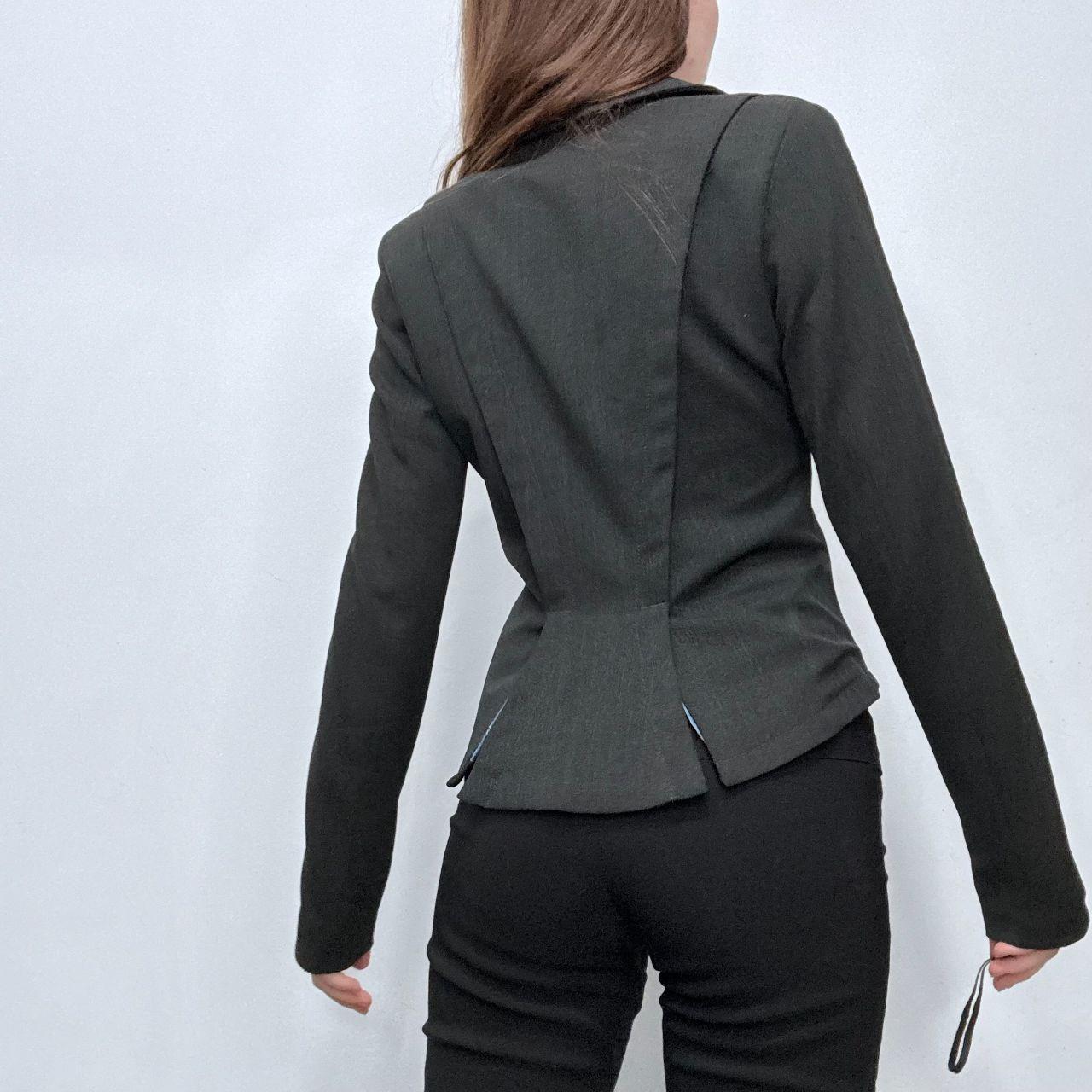 Flared asymmetric grey suit jacket