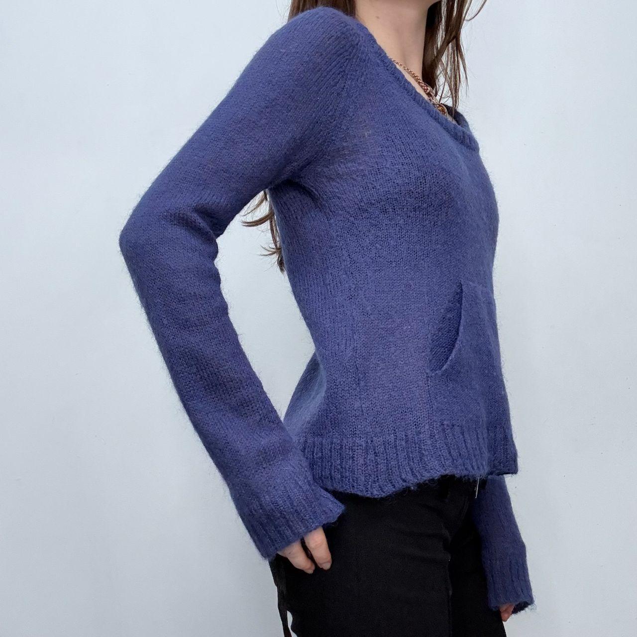Sheer mohair knit blue jumper