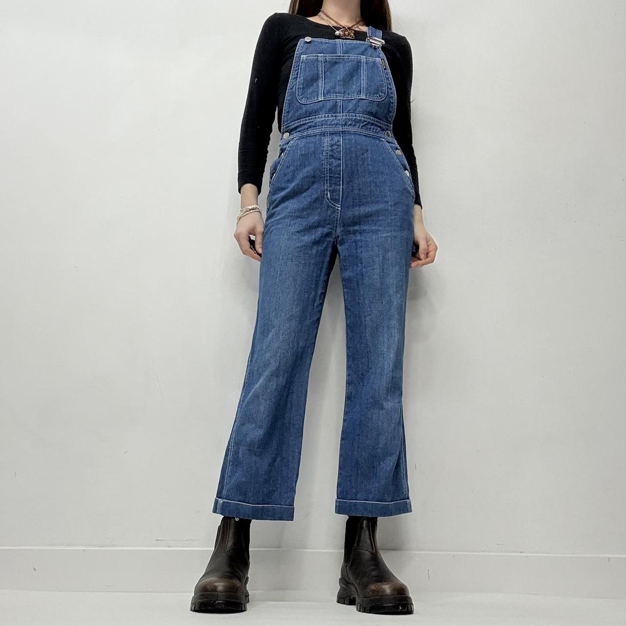 Denim wide leg dugarees