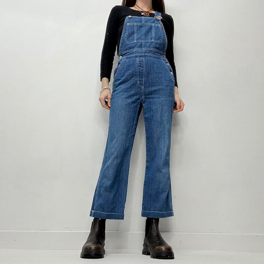 Denim wide leg dugarees