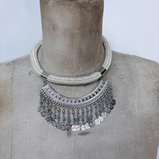 Boho hanging charm necklace
