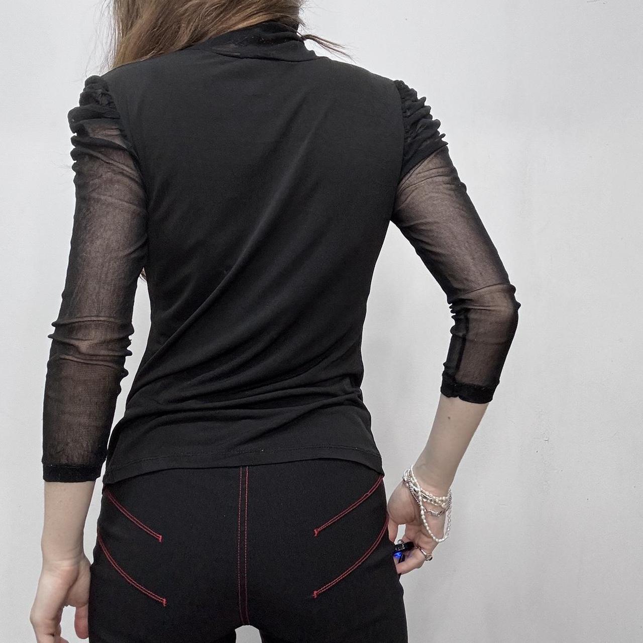 Sheer black mesh lace top