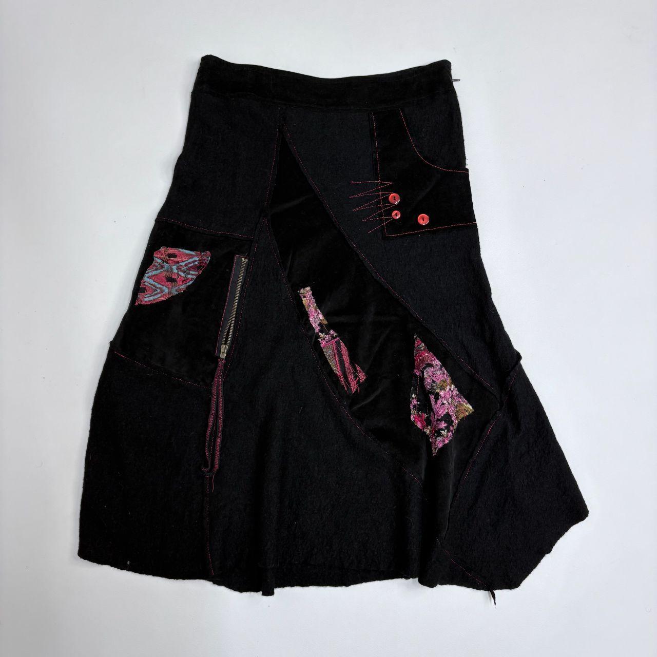 Black applique floral skirt