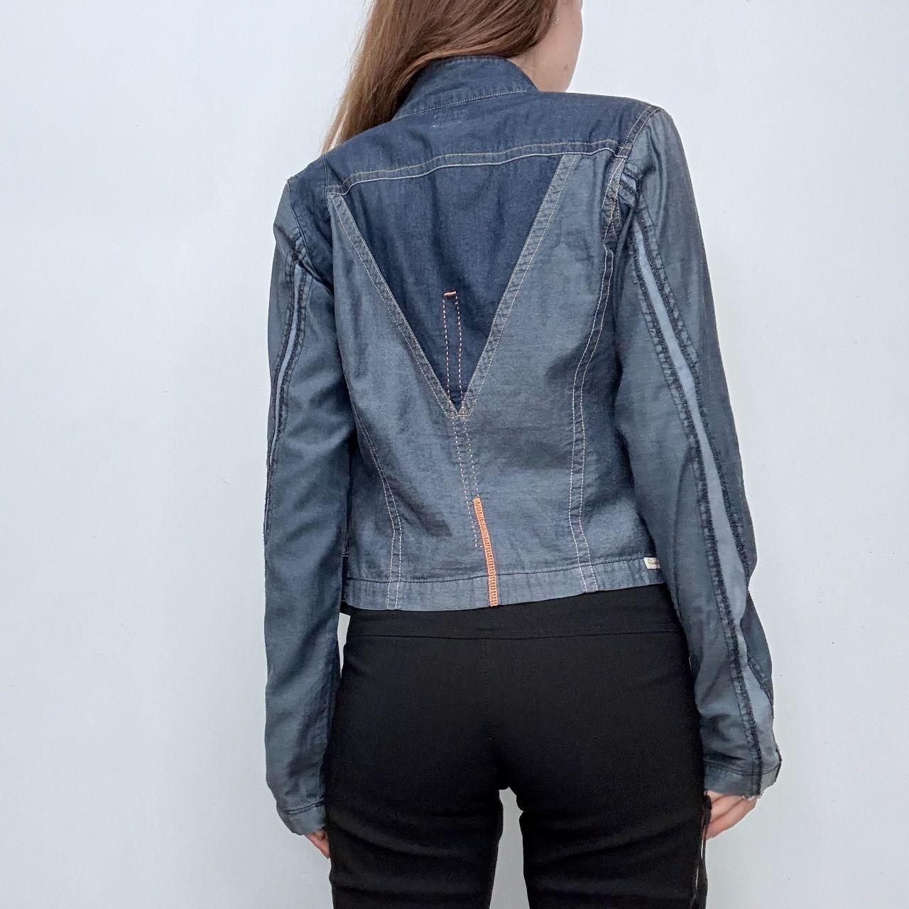 Cropped denim utility jacket