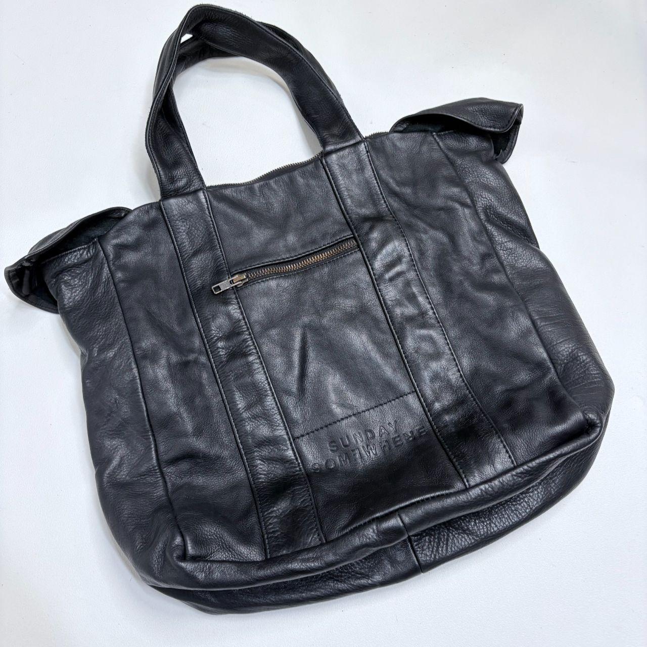 Black leather slouchy shoulder bag