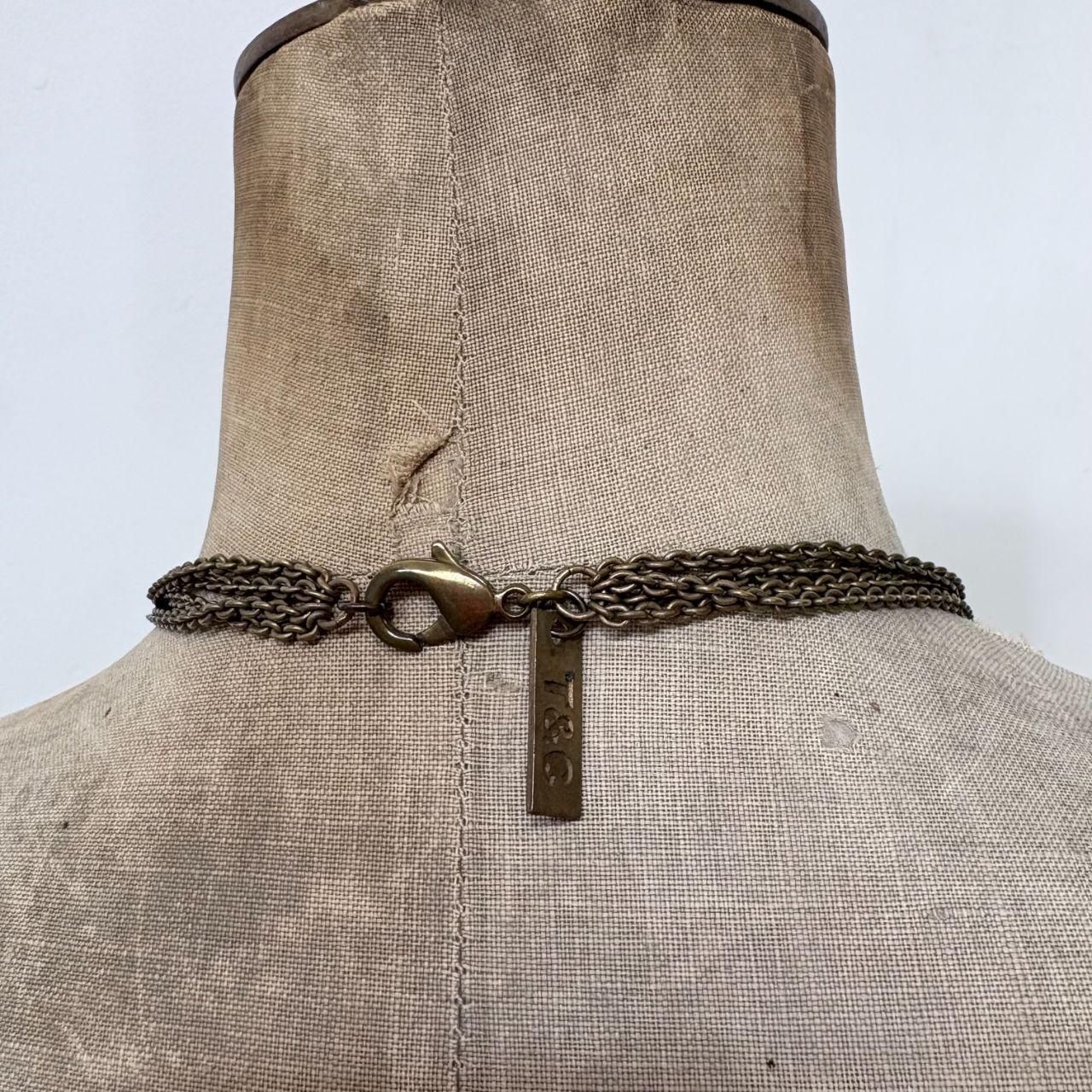 Brass long draped chain necklace
