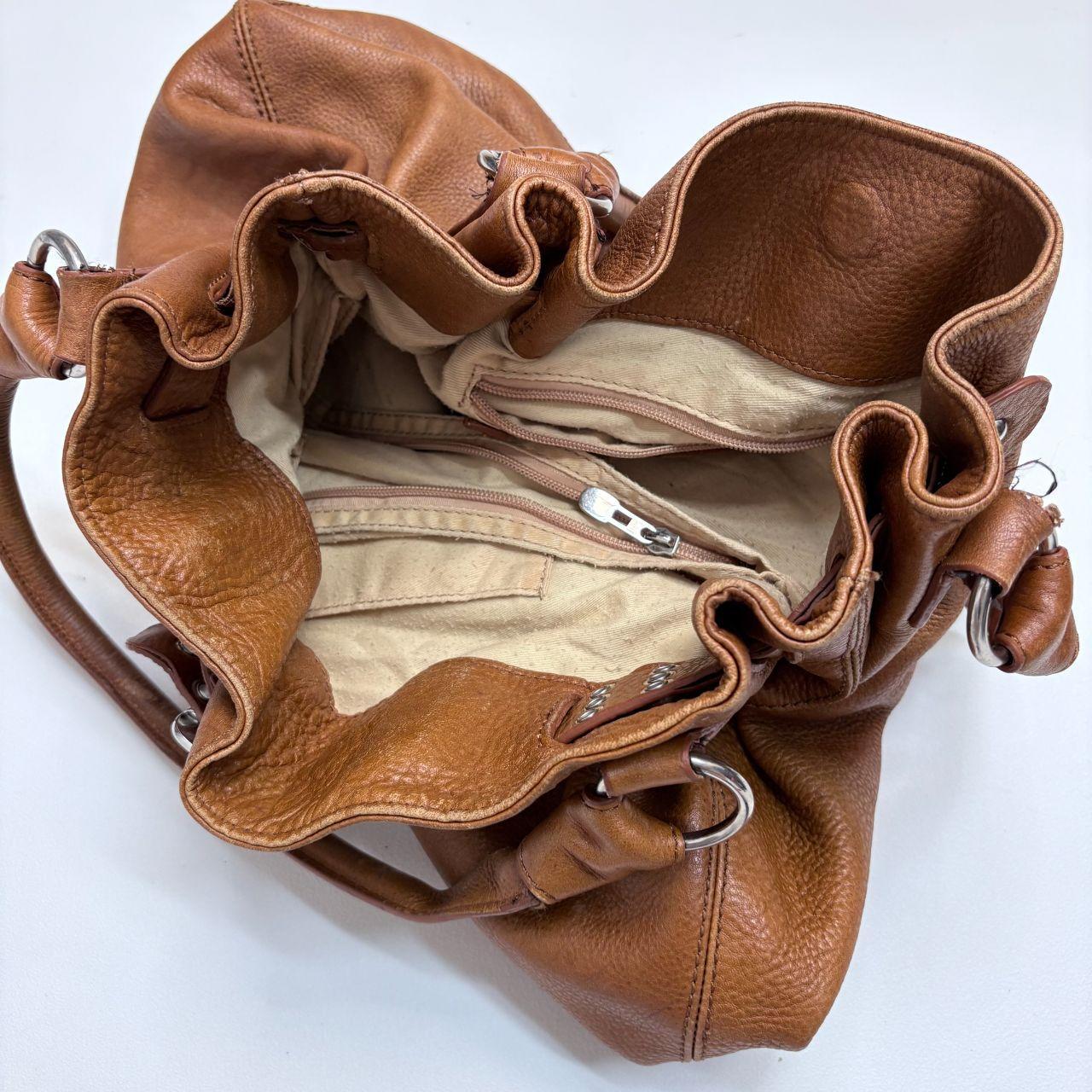 Tan leather buckle bag