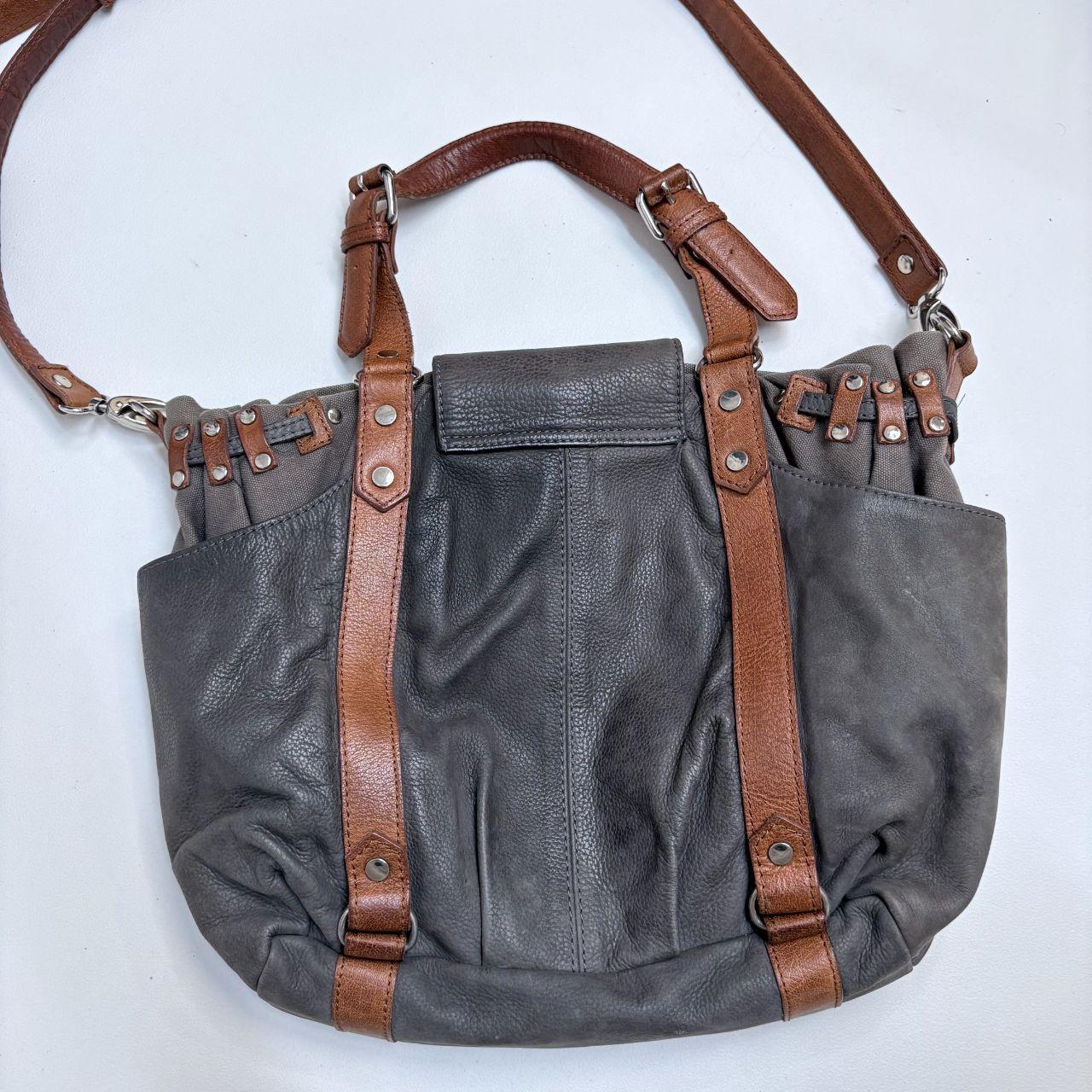 Grey cargo slouchy grunge leather bag