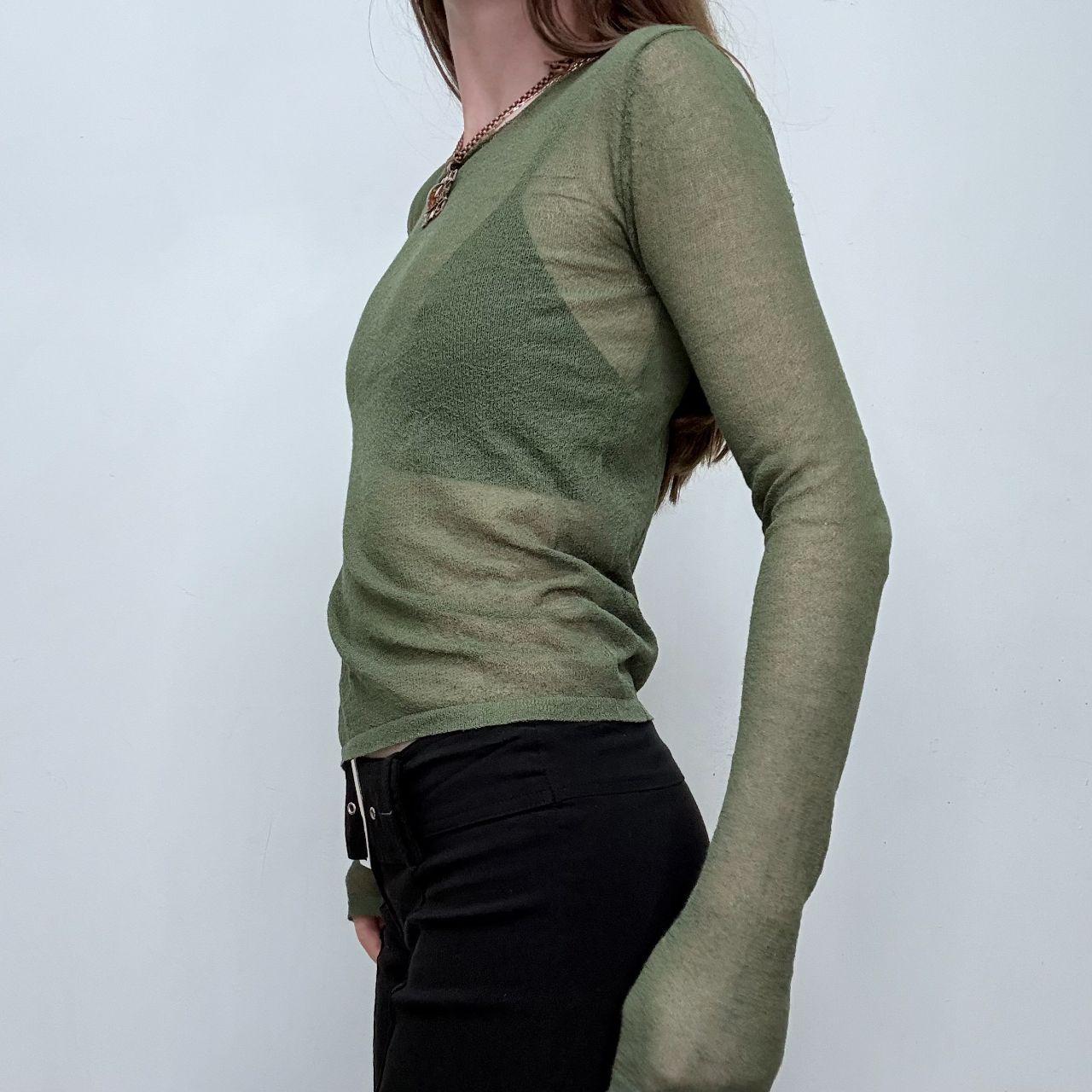 Sheer knit green top