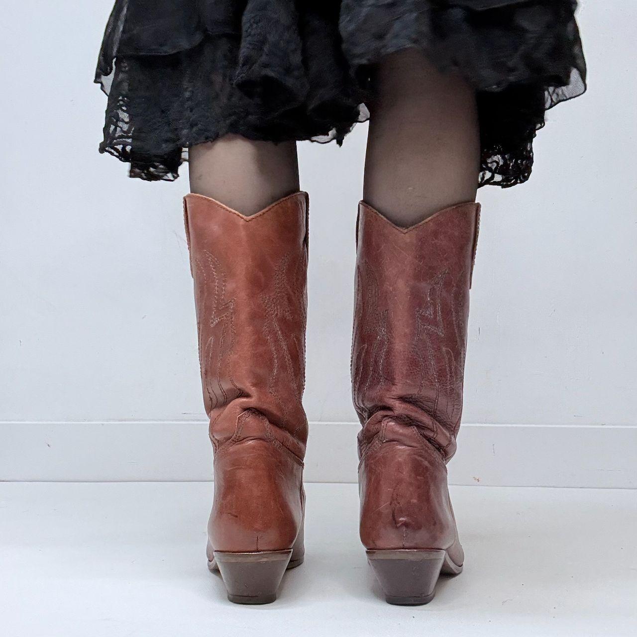 Tan leather western cowgirl boots