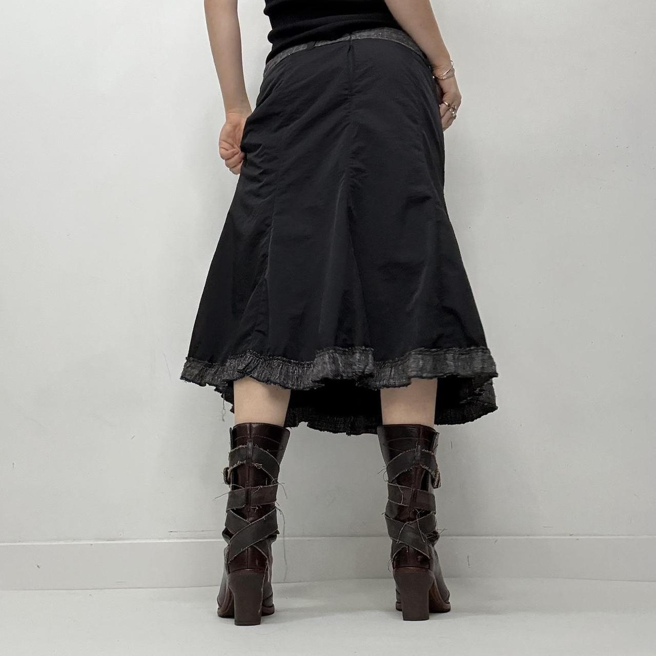 Black gothic layered midi skirt