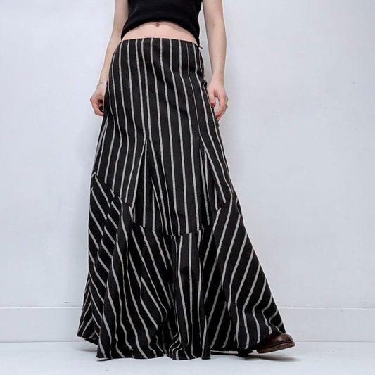 Save the Queen pinstripe flared maxi skirt