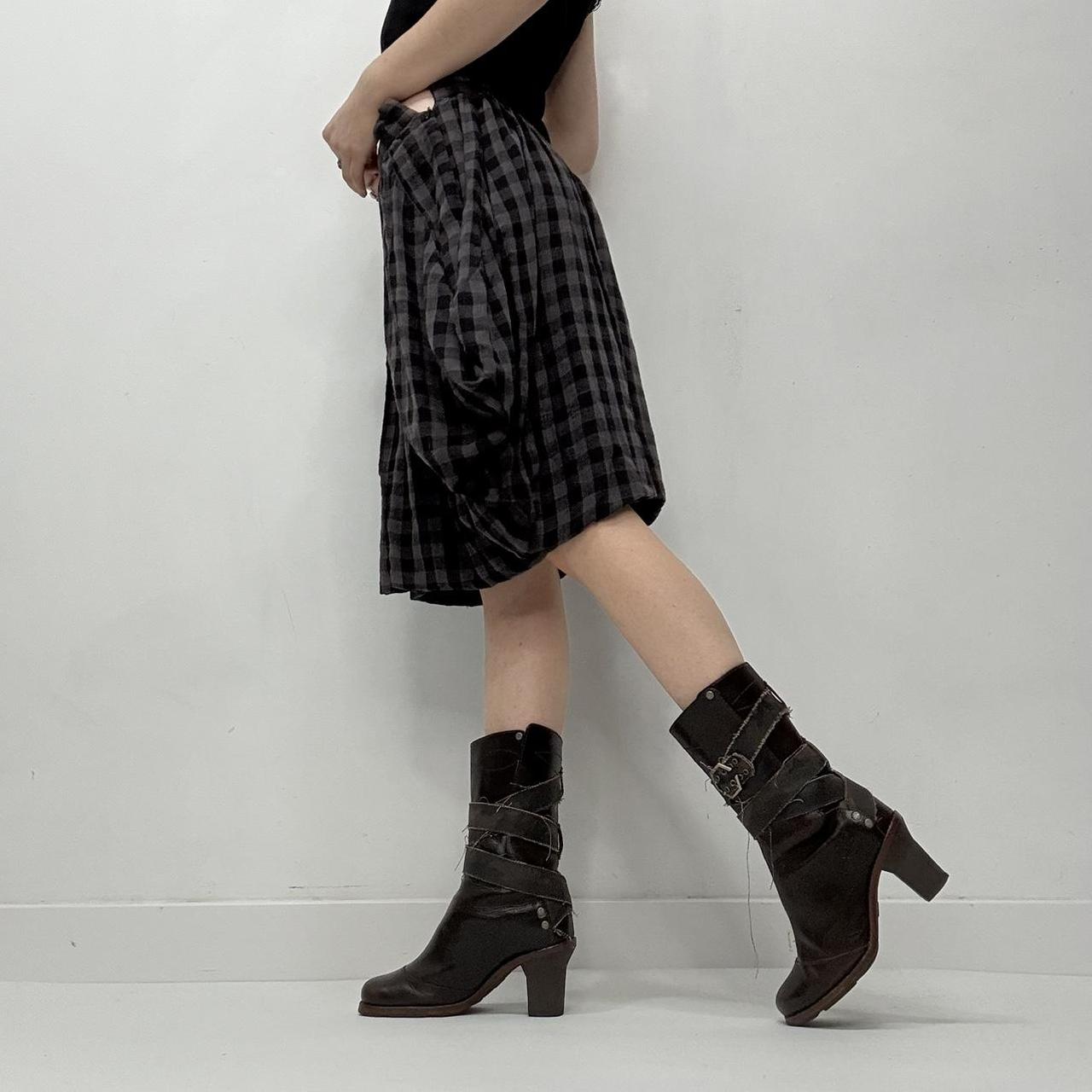 Checked tartan layered puff skirt