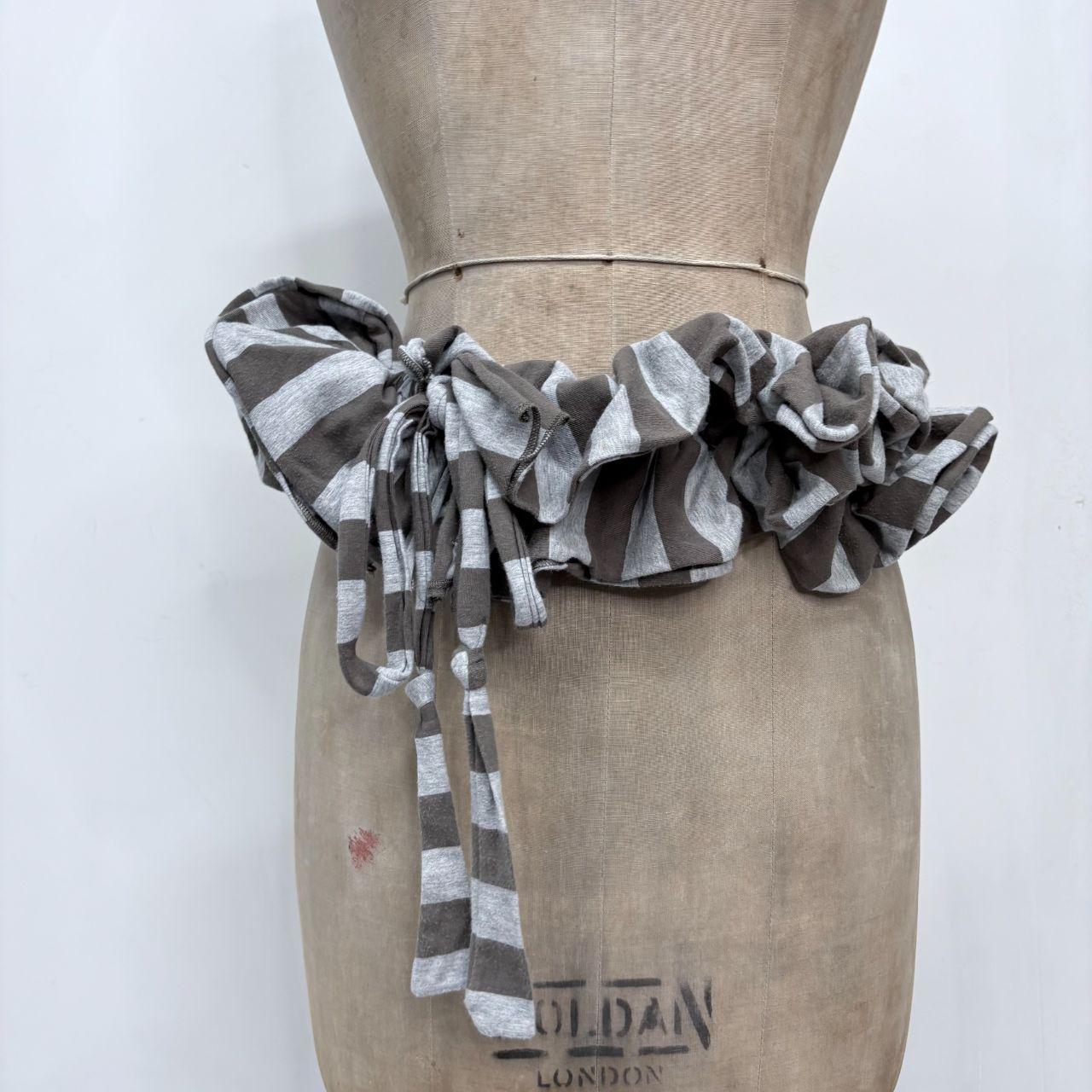 Striped ruffle cinched scarf
