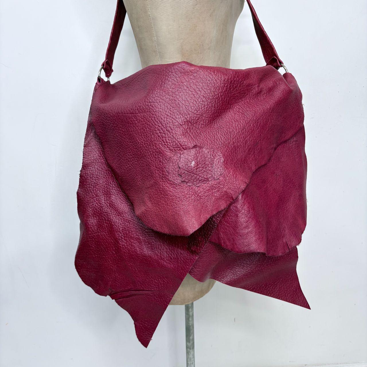 Red leather distressed boho bag