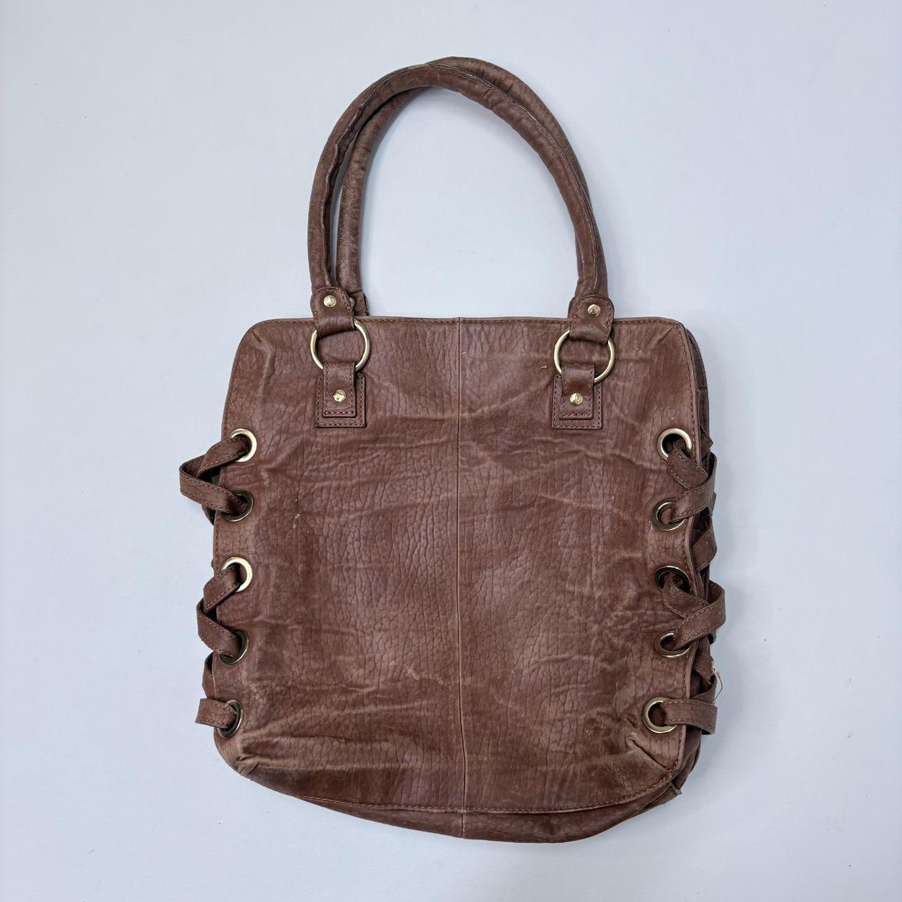 Brown woven leather bag