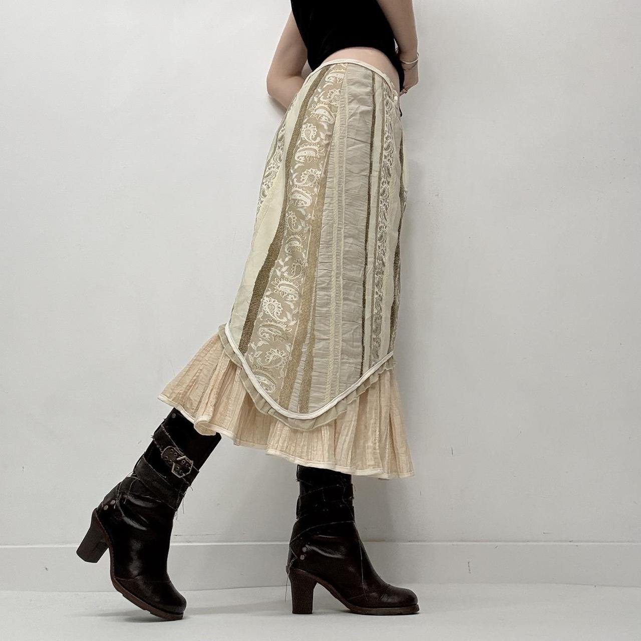 Striped pleated midi skirt