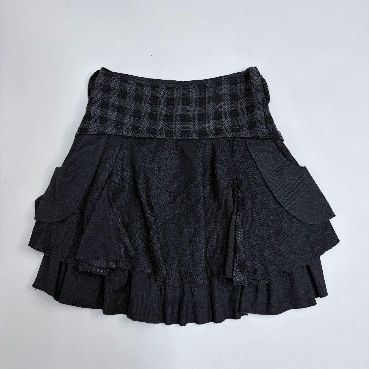 Layered black striped ruffle skirt