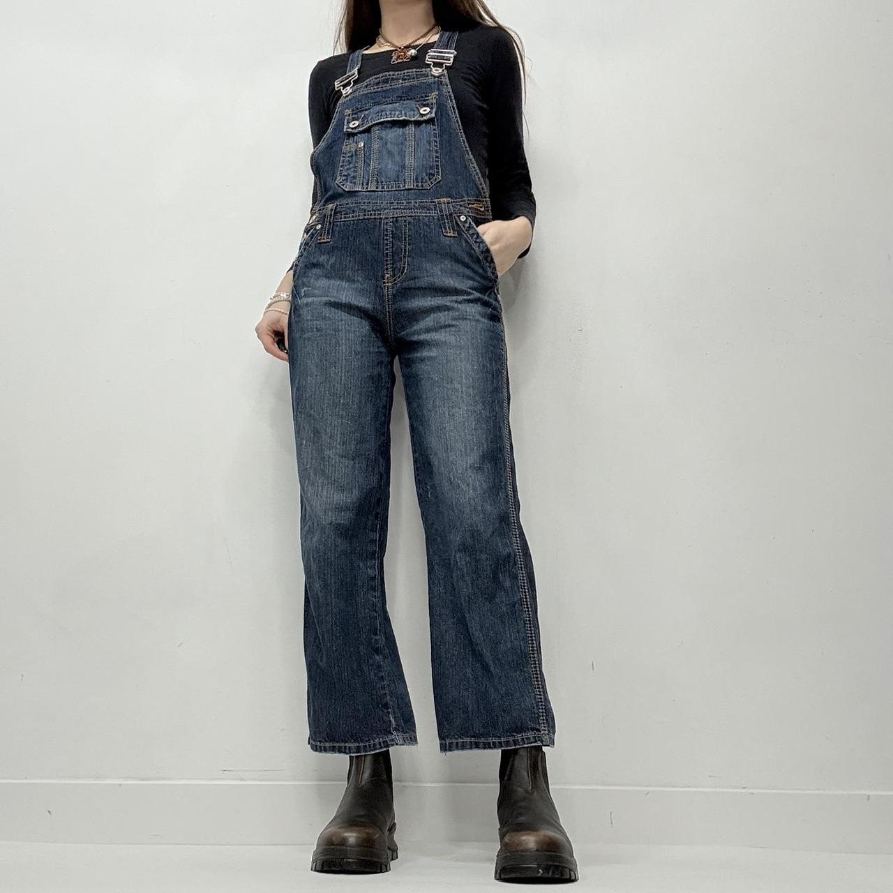 Denim wide leg dugarees