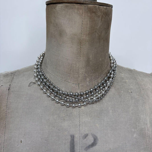 Silver ball layered chain necklace