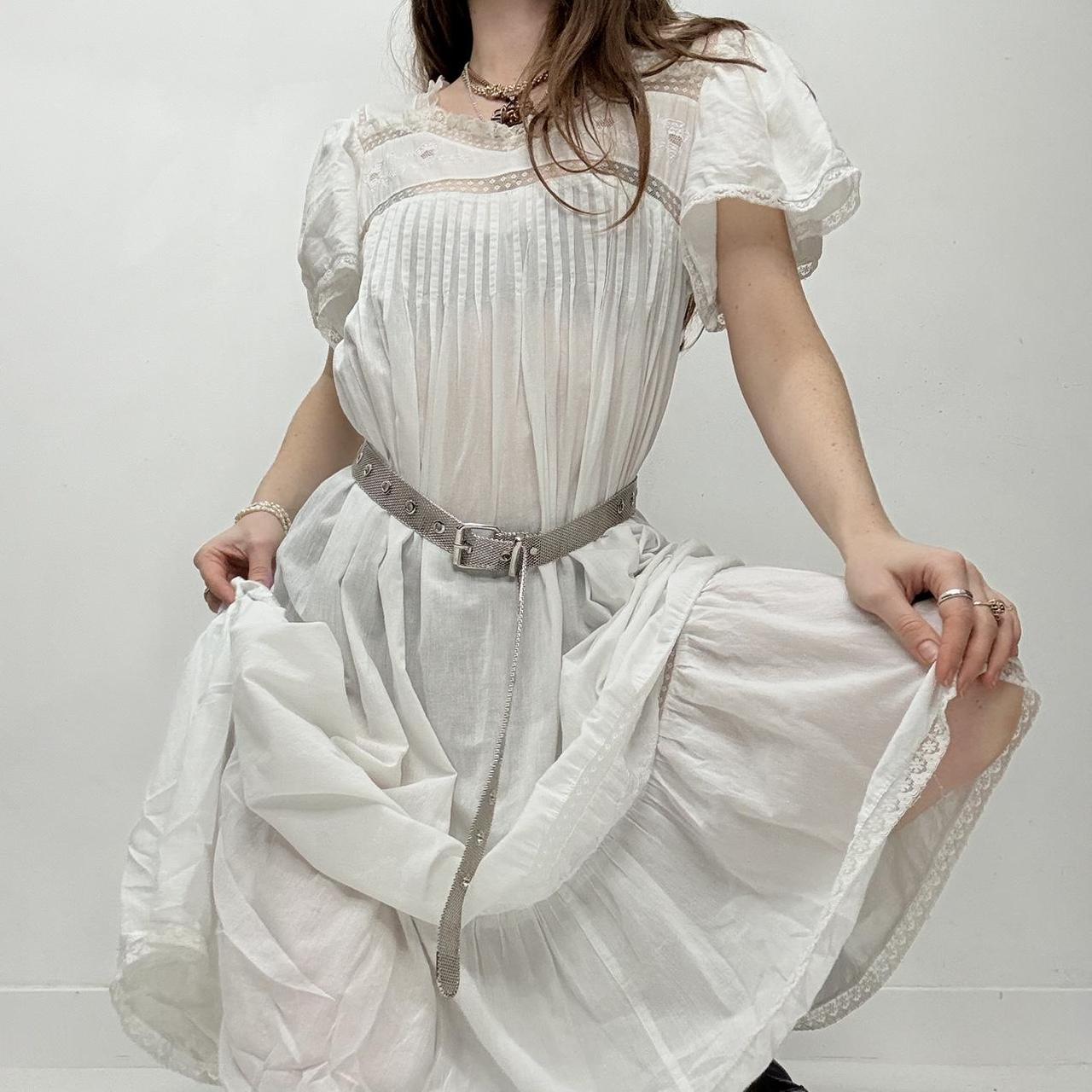 White lace embroidered nightie dress