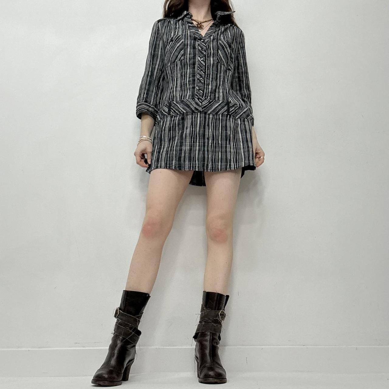 Black pinstripe mini skirt dress