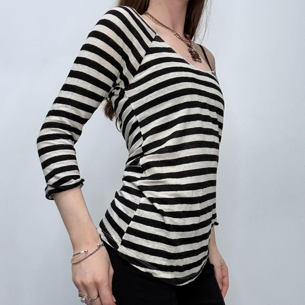 Striped slouchy wide neck t-shirt