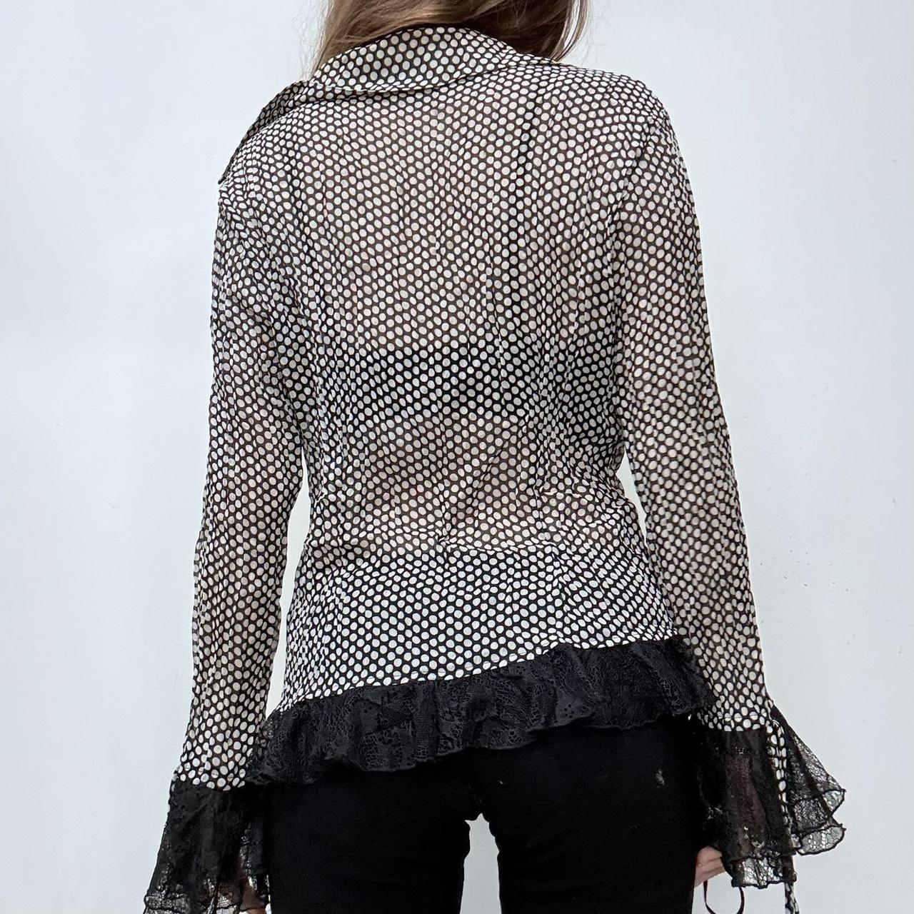 Sheer crinkle polka dot shirt