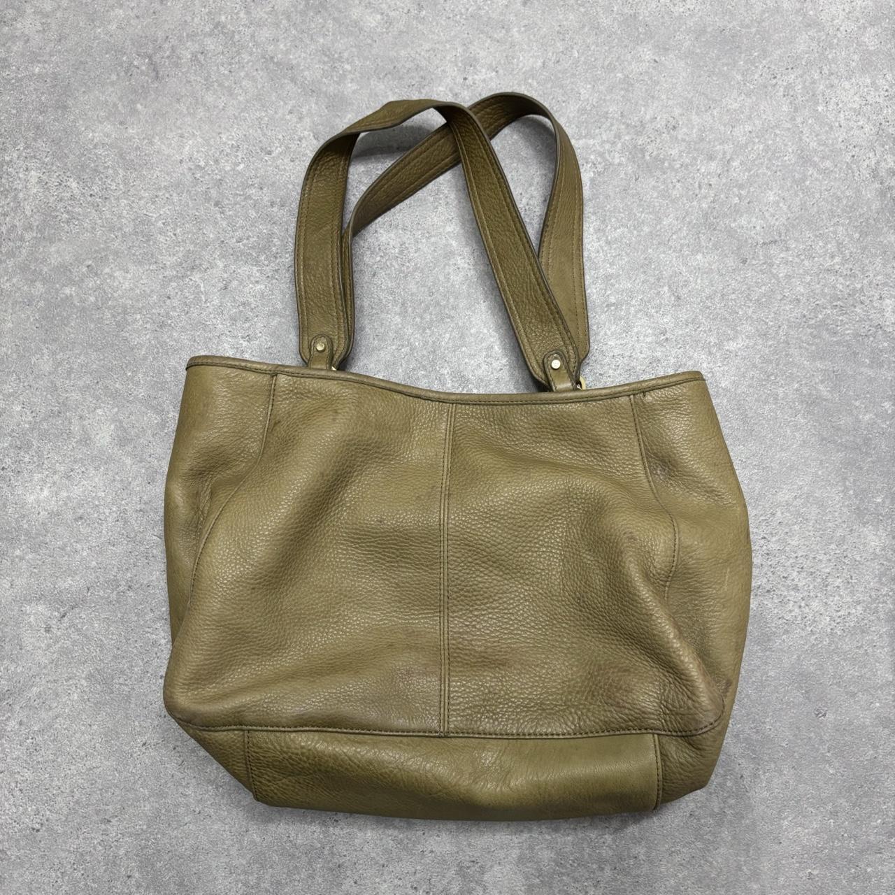 Khaki leather slouchy shoulder bag