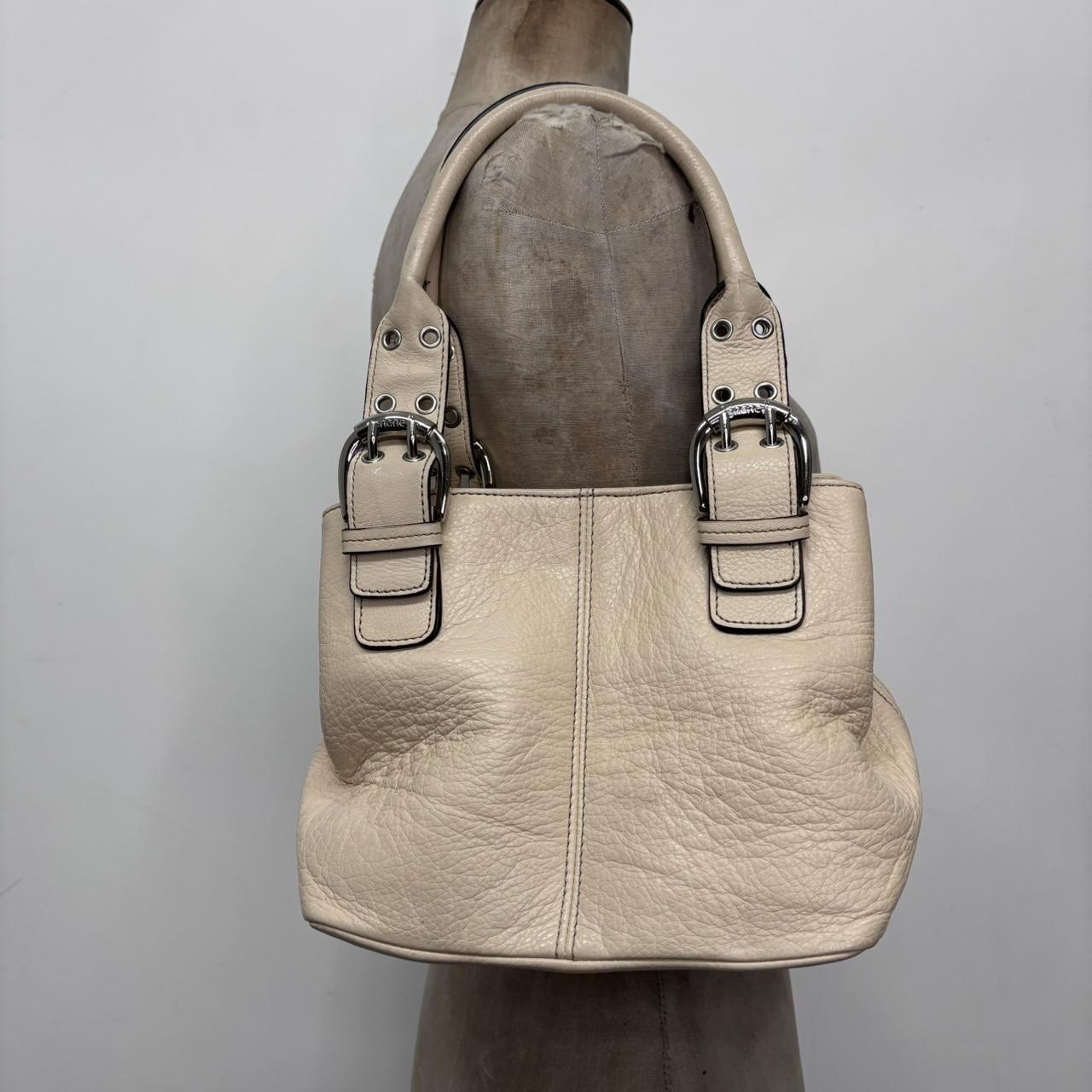 Preppy leather cream shoulder bag