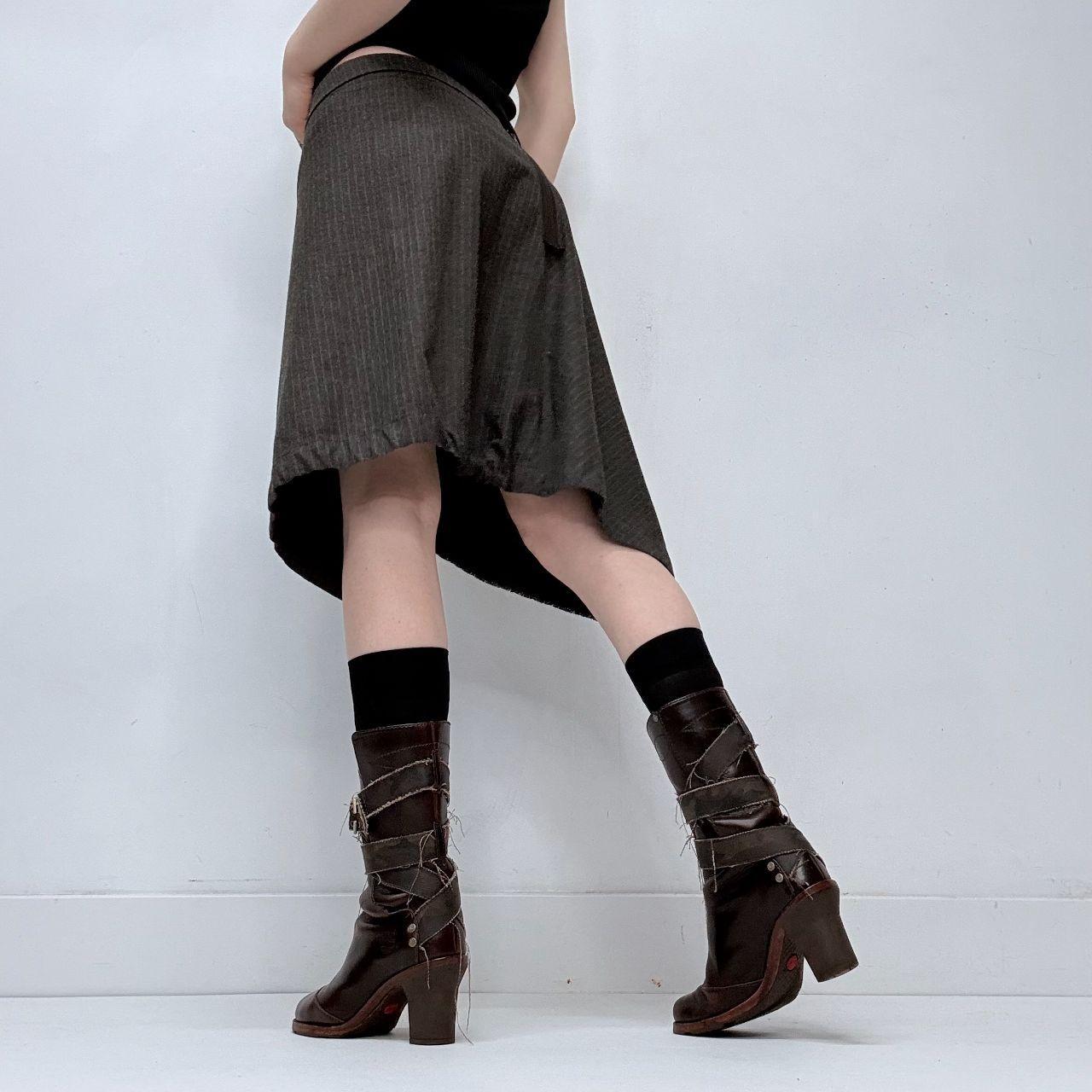 Asymmetric cop copine wrap grey skirt
