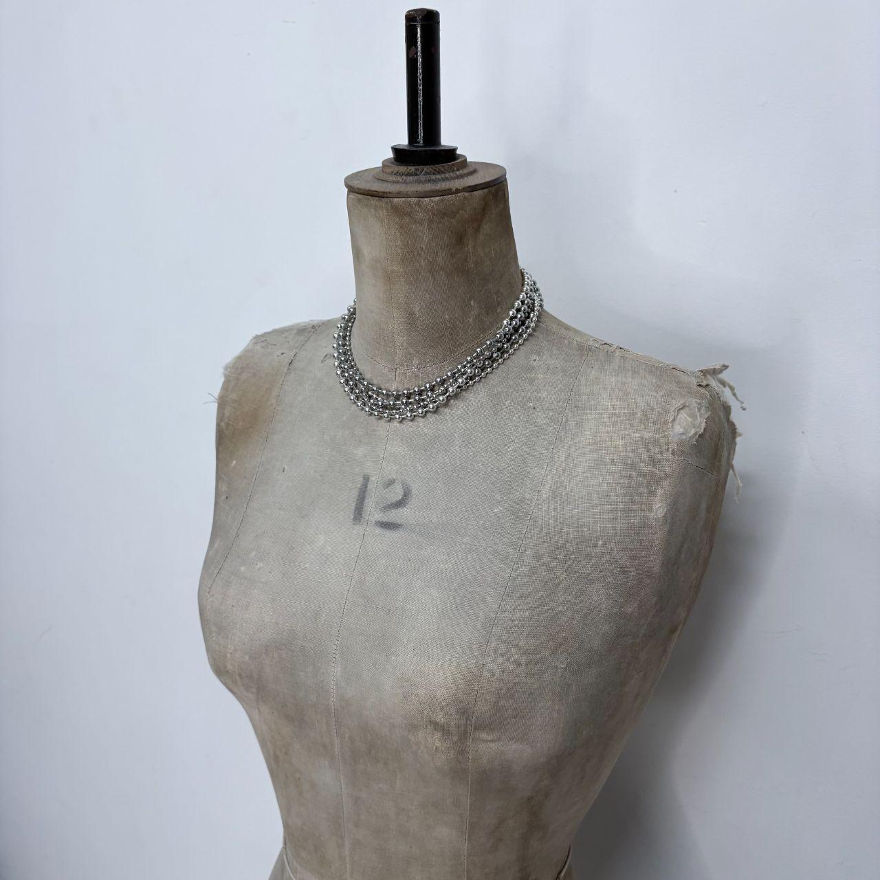 Silver ball layered chain necklace