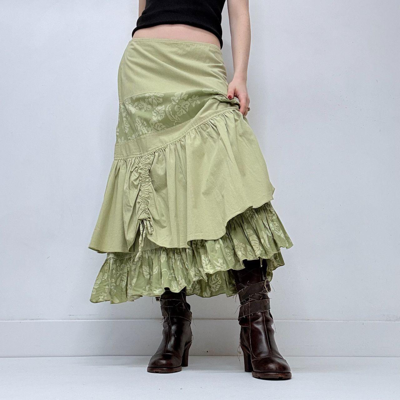 Green ruffle layered fairy skirt