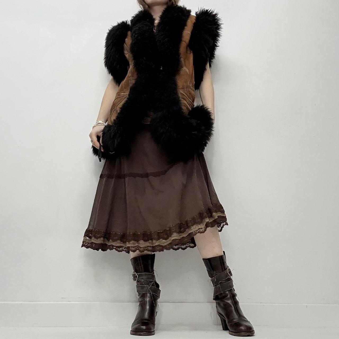 Black fur sheepskin gilet waistcoat