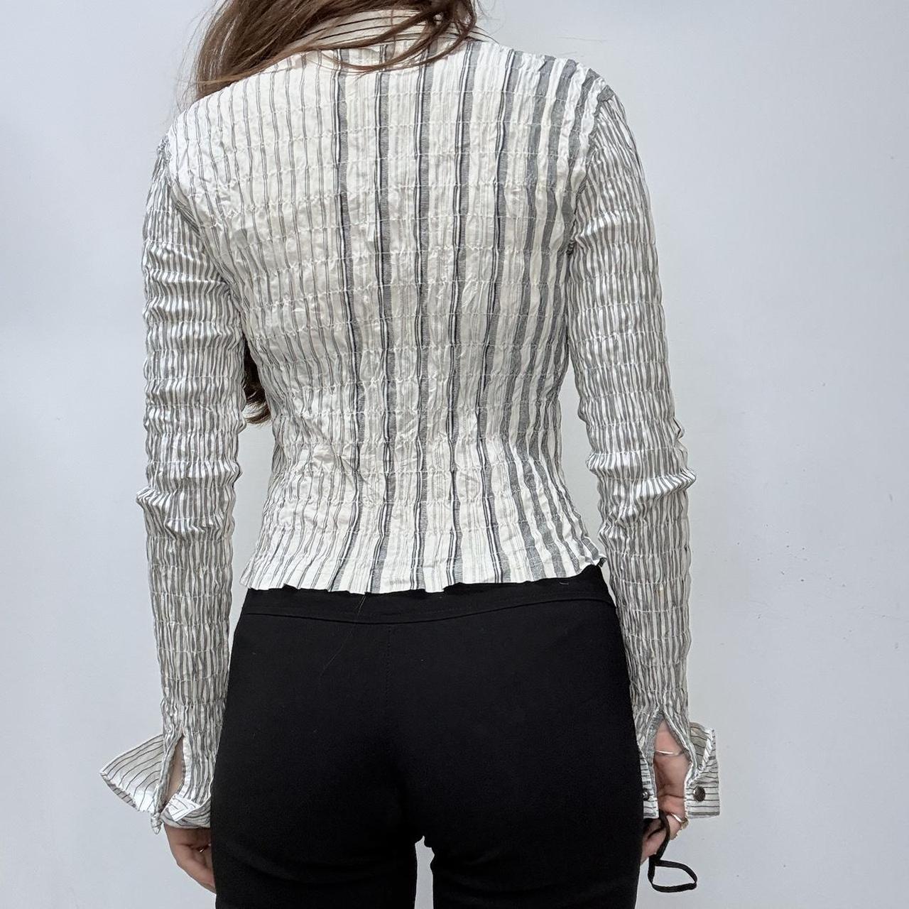 Crinkle cropped pinstriped shirt