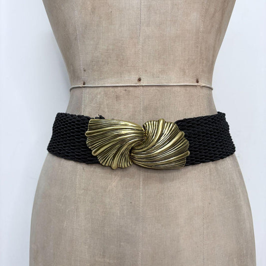 Woven chunky gold metal belt