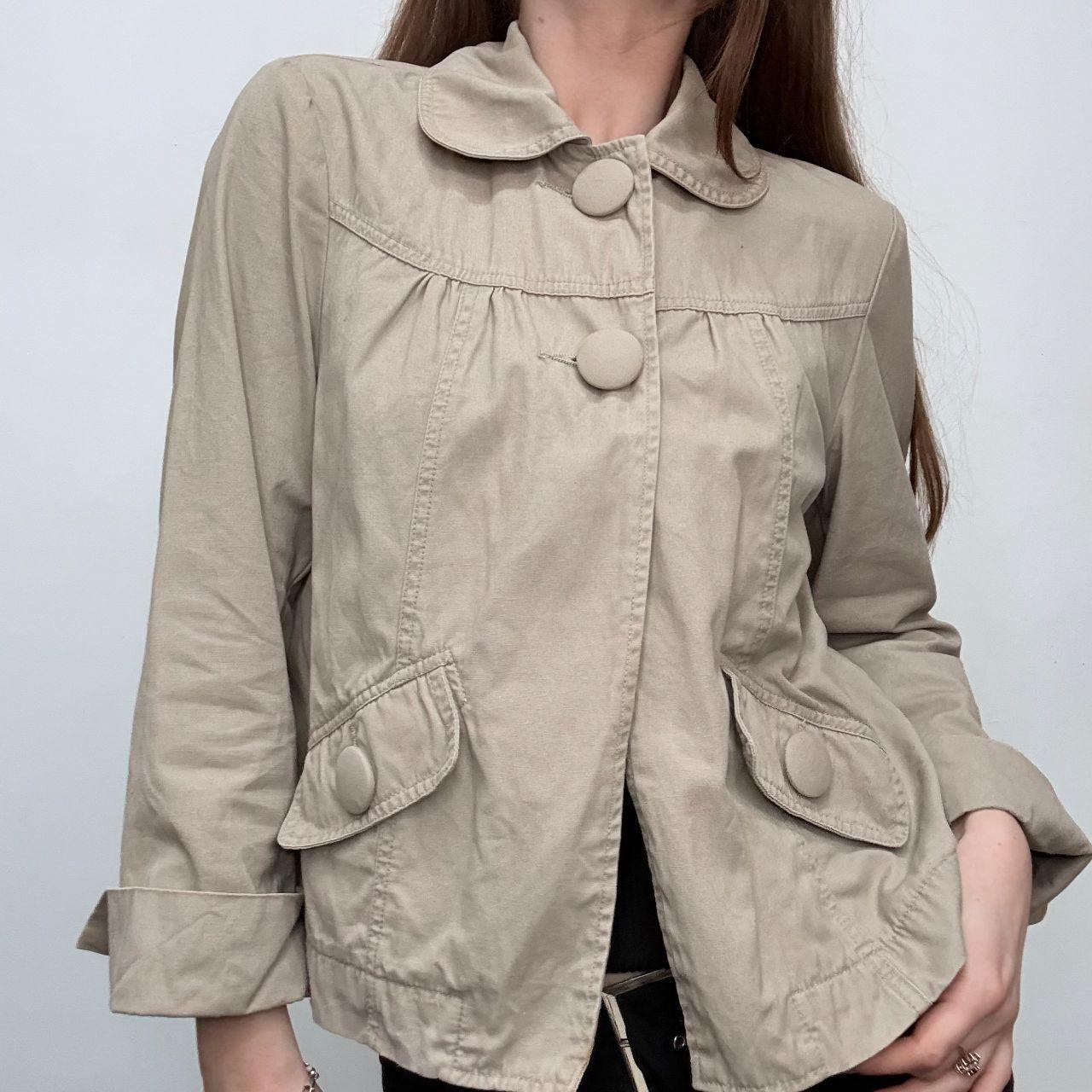 Tan button flared peacoat jacket