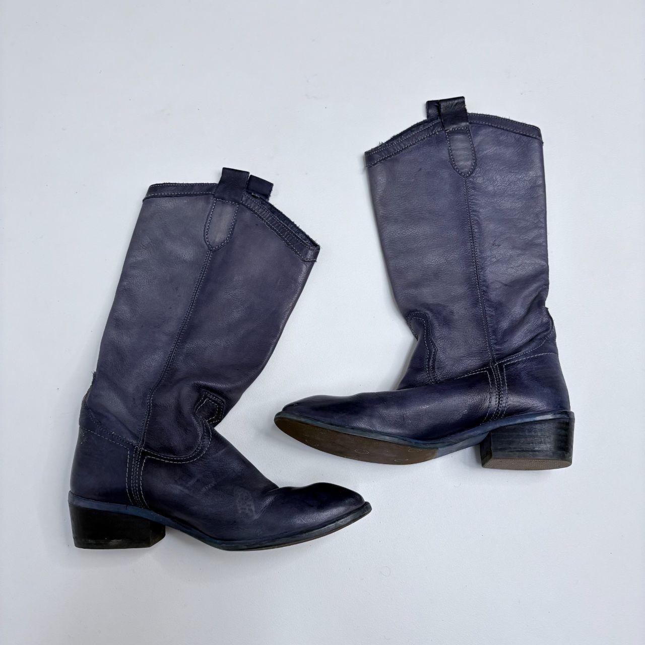 Distressed navy/purple western boots