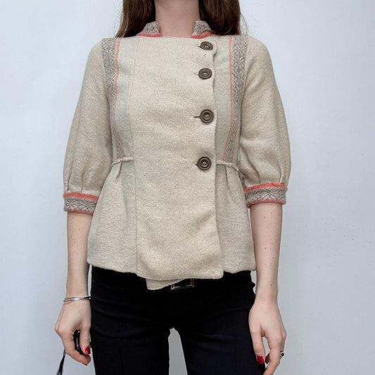 Preppy high neck pea coat cardigan