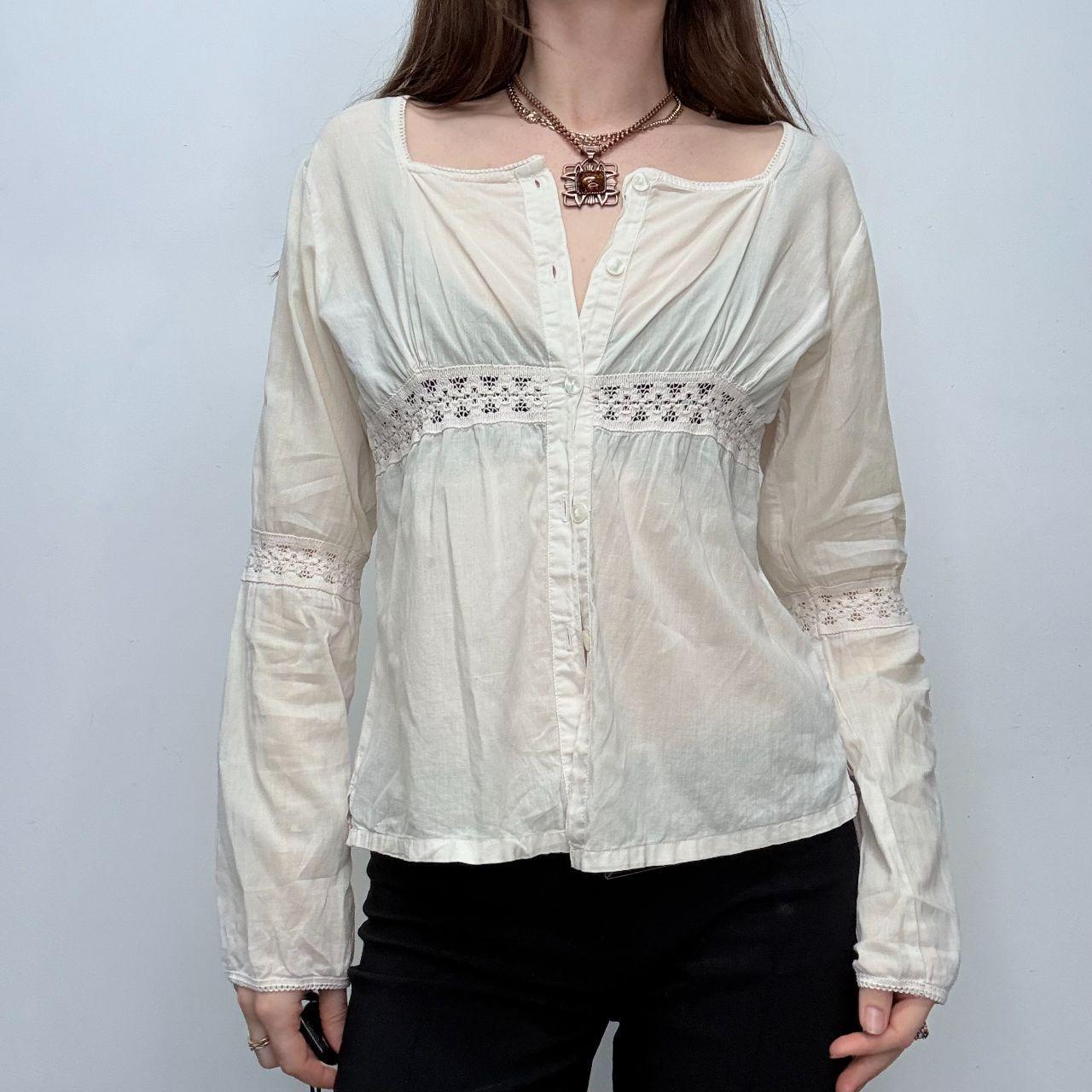 Cream lace flared shirt